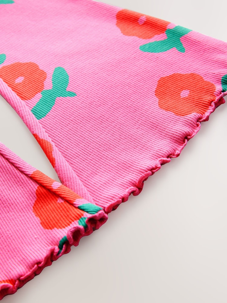 Pink/Red Flower Rib Flare Leggings (3mths-7yrs) - Image 8 of 8 Pink/Red Flower Rib Flare Leggings (3mths-7yrs) - Image 8 of 8