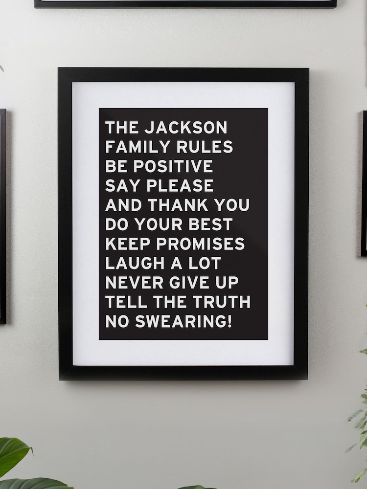 Personalised Typography Black Poster Frame Wall Art by PMC - Image 1 of 4 Personalised Typography Black Poster Frame Wall Art by PMC - Image 1 of 4