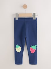 Navy Strawberry and Lemon Character Embellished Leggings (3mths-7yrs) - Image 4 of 7