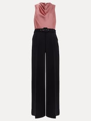 Phase Eight Black Petite Sabina Satin Wide Leg Jumpsuit - Image 6 of 6
