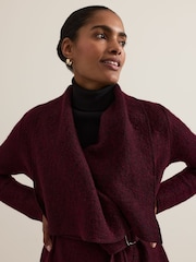 Phase Eight Burgundy Red Lana Drape Knit Coat - Image 4 of 7