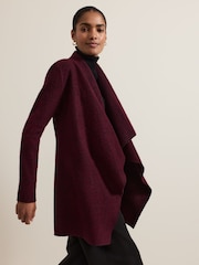 Phase Eight Burgundy Red Lana Drape Knit Coat - Image 6 of 7