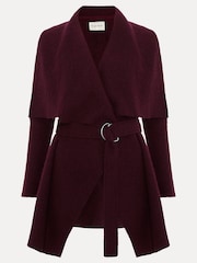 Phase Eight Burgundy Red Lana Drape Knit Coat - Image 7 of 7