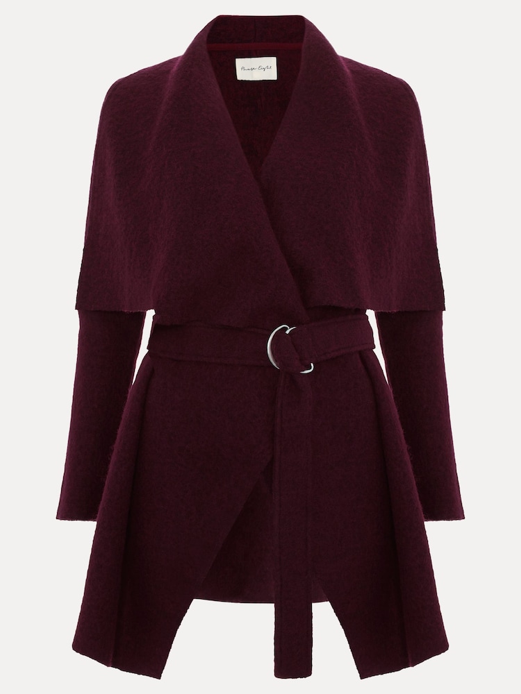 Phase Eight Burgundy Red Lana Drape Knit Coat - Image 7 of 7