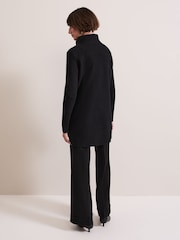 Phase Eight Black Lea Popper Knit Coat - Image 2 of 8