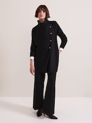 Phase Eight Black Lea Popper Knit Coat - Image 4 of 8