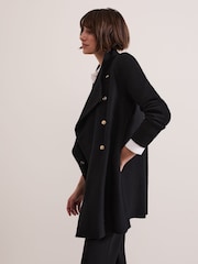 Phase Eight Black Lea Popper Knit Coat - Image 5 of 8