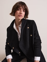 Phase Eight Black Lea Popper Knit Coat - Image 6 of 8
