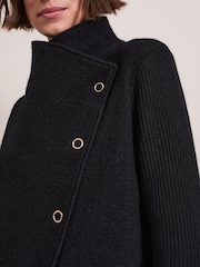 Phase Eight Black Lea Popper Knit Coat - Image 7 of 8