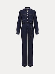 Phase Eight Blue Petite Avalon Denim Utility 100% Cotton Jumpsuit - Image 6 of 6