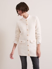 Phase Eight Cream Laci Boucle Coatigan - Image 6 of 7