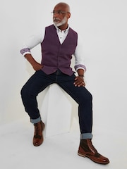 Joe Browns Purple Single Breasted Wool Blend Herringbone Waistcoat - Image 2 of 7