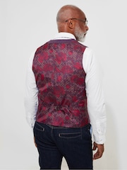 Joe Browns Purple Single Breasted Wool Blend Herringbone Waistcoat - Image 4 of 7