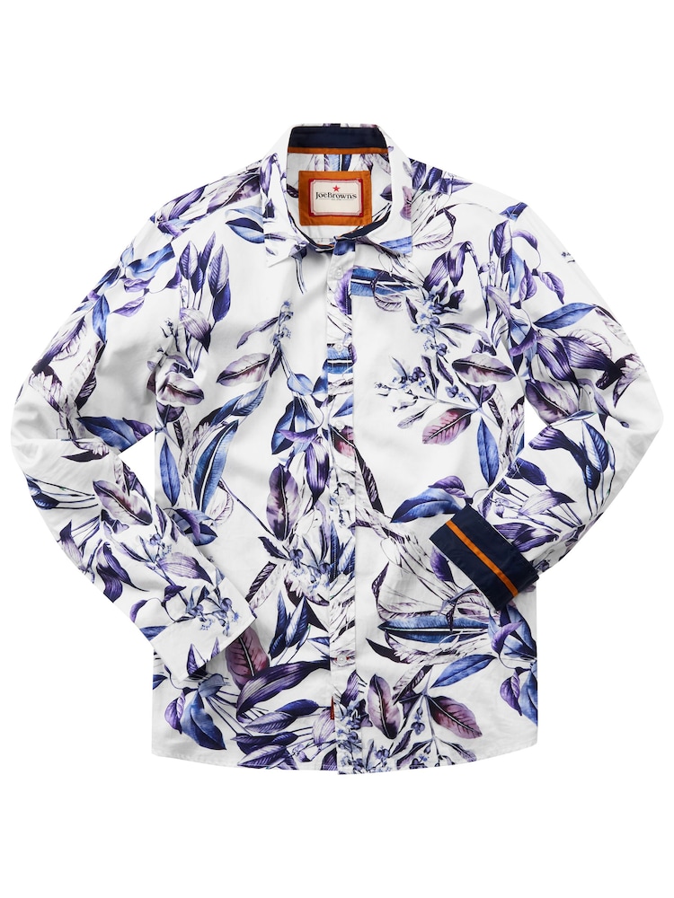 Joe Browns Purple Winter Floral Print Long Sleeve 100% Cotton Shirt - Image 5 of 6