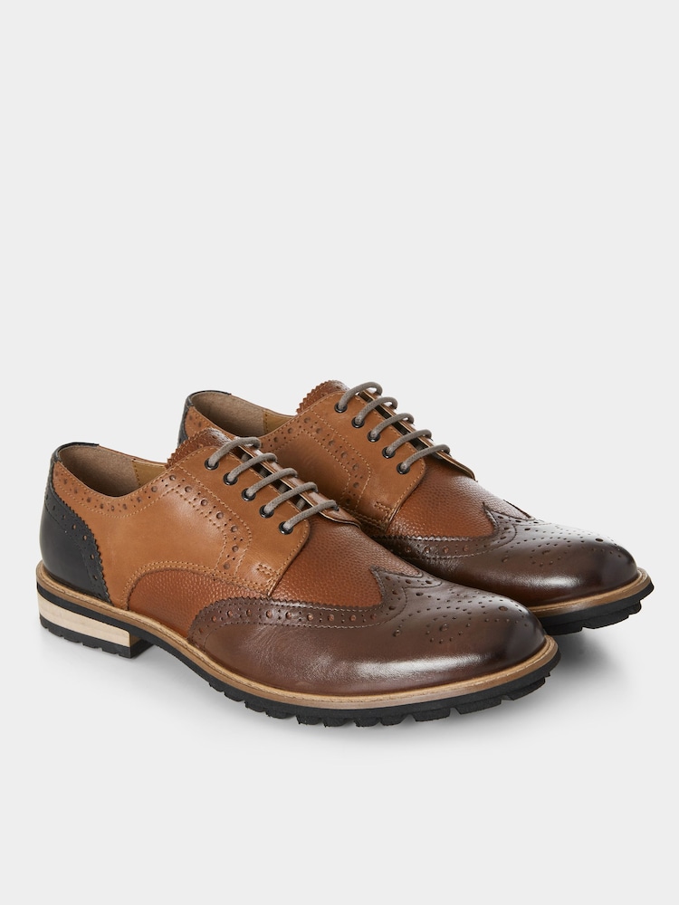 Joe Browns Brown Mixed Pebble Leather Brogues - Image 3 of 7