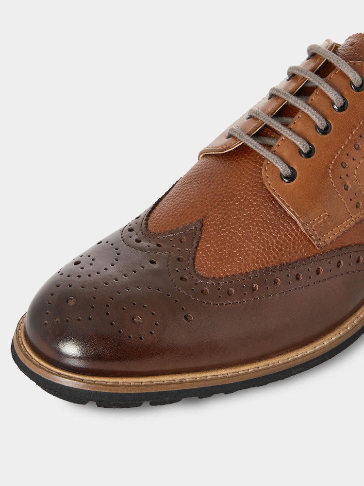 Joe Browns Brown Mixed Pebble Leather Brogues - Image 4 of 7