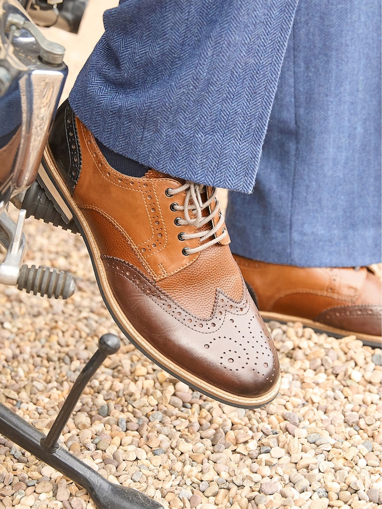 Joe Browns Brown Mixed Pebble Leather Brogues - Image 6 of 7