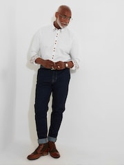 Joe Browns White 100% Cotton Classic Button Down Double Collar Shirt with Floral Trims - Image 3 of 7