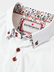 Joe Browns White 100% Cotton Classic Button Down Double Collar Shirt with Floral Trims - Image 6 of 7