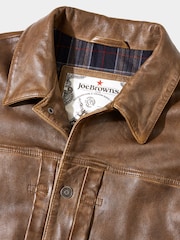 Joe Browns Brown Collared Trucker Leather Jacket - Image 9 of 11