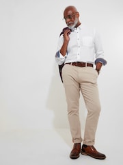 Joe Browns White 100% Cotton Classic Button Down Collar Oxford Shirt with Floral Trims - Image 4 of 7