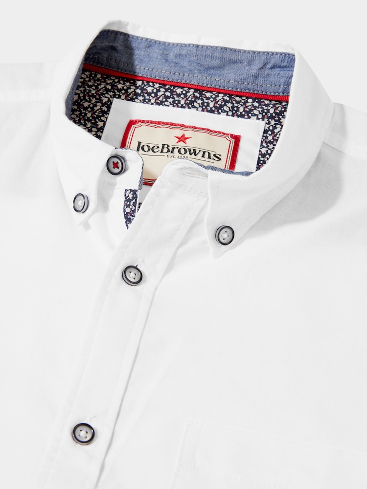 Joe Browns White 100% Cotton Classic Button Down Collar Oxford Shirt with Floral Trims - Image 6 of 7