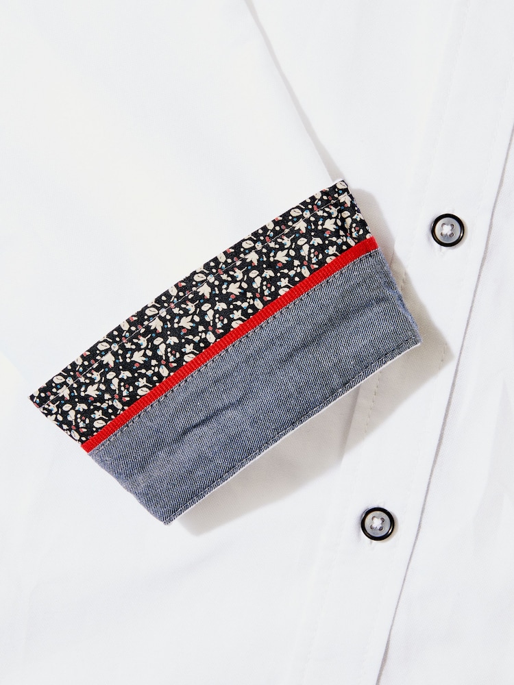 Joe Browns White 100% Cotton Classic Button Down Collar Oxford Shirt with Floral Trims - Image 7 of 7