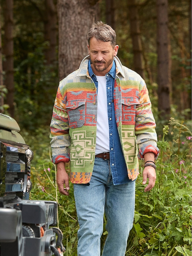 Joe Browns Green Autumnal Print Long Sleeve Overshirt - Image 2 of 8