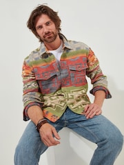 Joe Browns Green Autumnal Print Long Sleeve Overshirt - Image 3 of 8