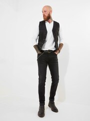 Joe Browns Black Nubuck Suede Leather Biker Waistcoat - Image 2 of 10