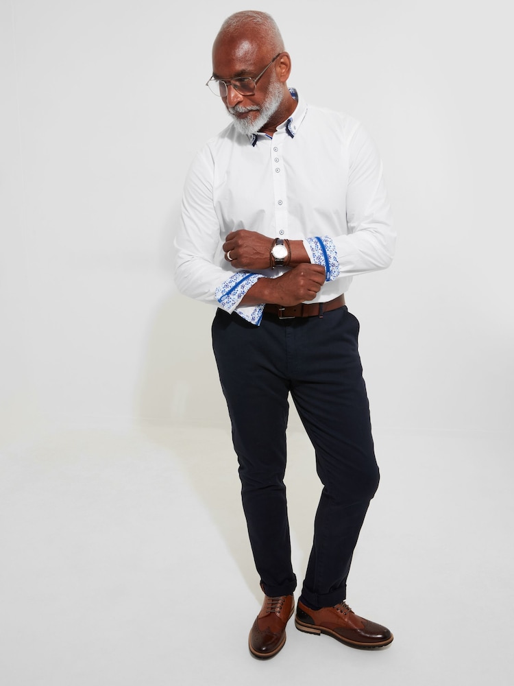 Joe Browns White 100% Cotton Smart Button Down Triple Collared Long Sleeve Shirt - Image 1 of 7