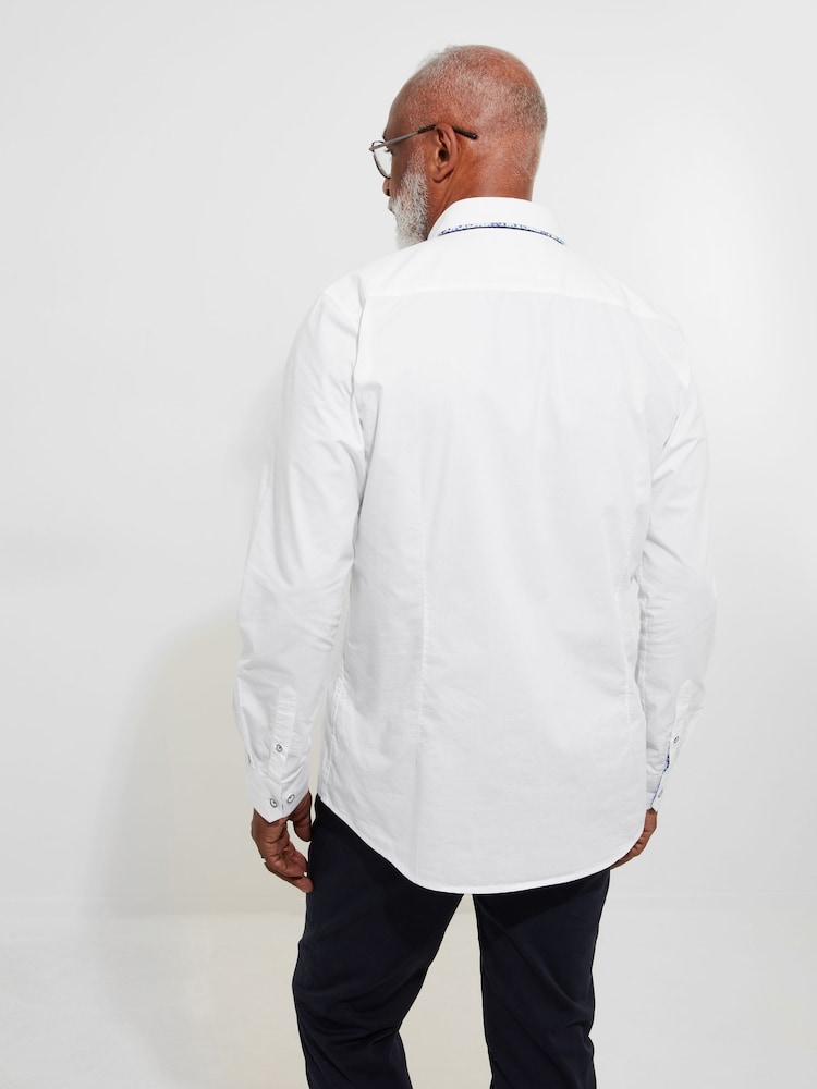 Joe Browns White 100% Cotton Smart Button Down Triple Collared Long Sleeve Shirt - Image 2 of 7