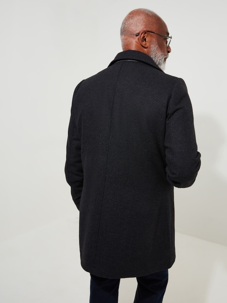 Joe Browns Grey Smart Herringbone Wool Blend Peacoat with Printed Lining - Image 3 of 10