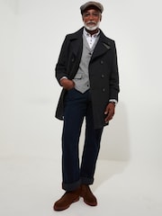 Joe Browns Grey Smart Herringbone Wool Blend Peacoat with Printed Lining - Image 7 of 10