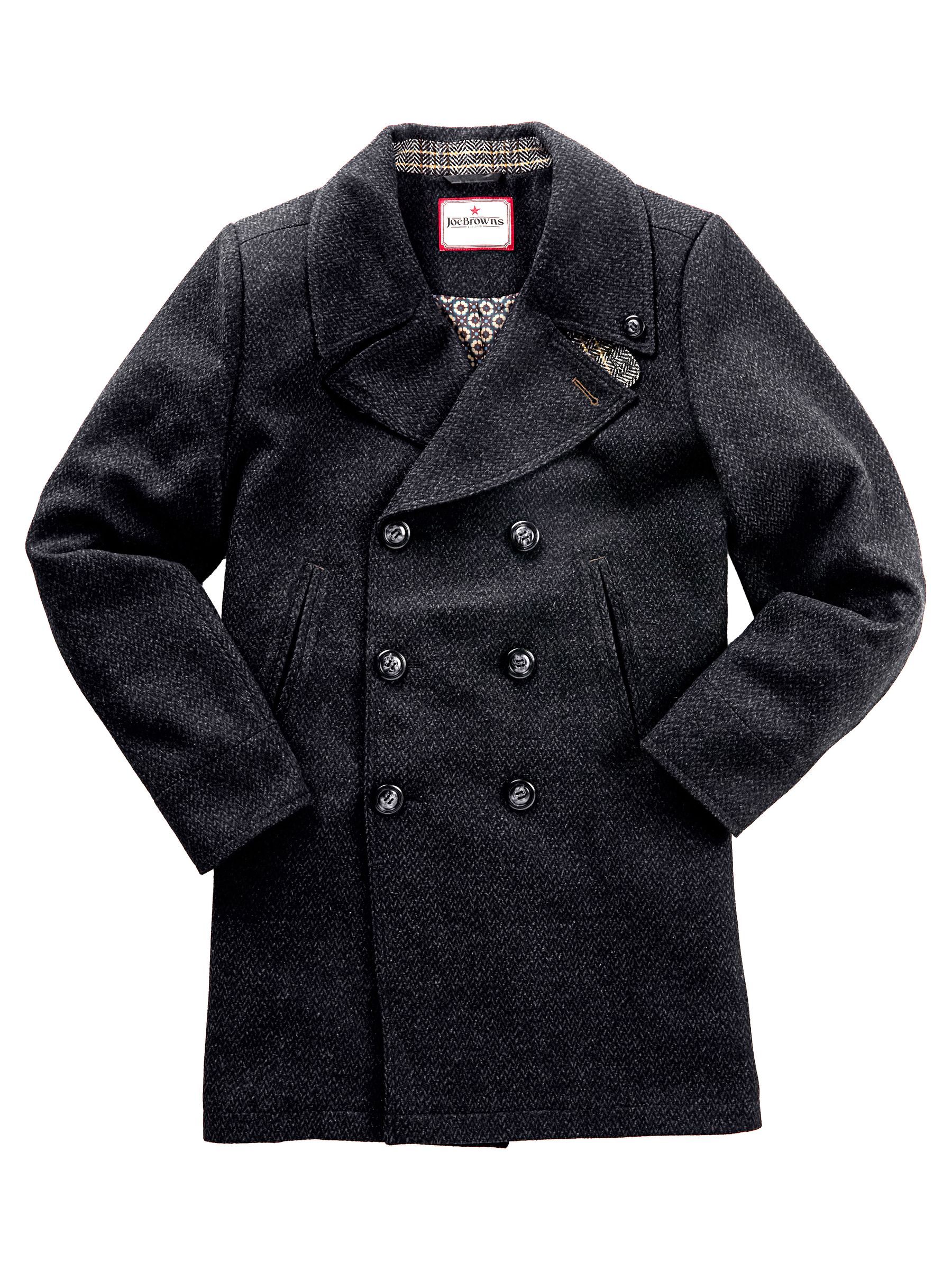 Buy Joe Browns Grey Smart Herringbone Wool Blend Peacoat with Printed Lining from Next Canada