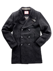Joe Browns Grey Smart Herringbone Wool Blend Peacoat with Printed Lining - Image 8 of 10