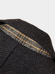 Joe Browns Grey Smart Herringbone Wool Blend Peacoat with Printed Lining - Image 9 of 10