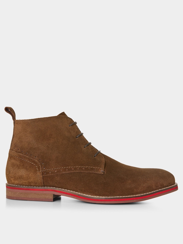 Joe Browns Brown Casual Suede Brogue Detail Lace-Up Boots - Image 1 of 5