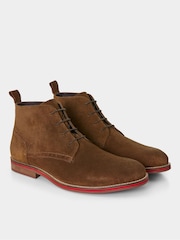 Joe Browns Brown Casual Suede Brogue Detail Lace-Up Boots - Image 3 of 5