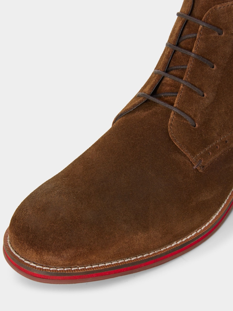Joe Browns Brown Casual Suede Brogue Detail Lace-Up Boots - Image 5 of 5