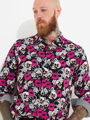 Joe Browns Black Bold Skull and Lip Print Long Sleeve Shirt - Image 5 of 8