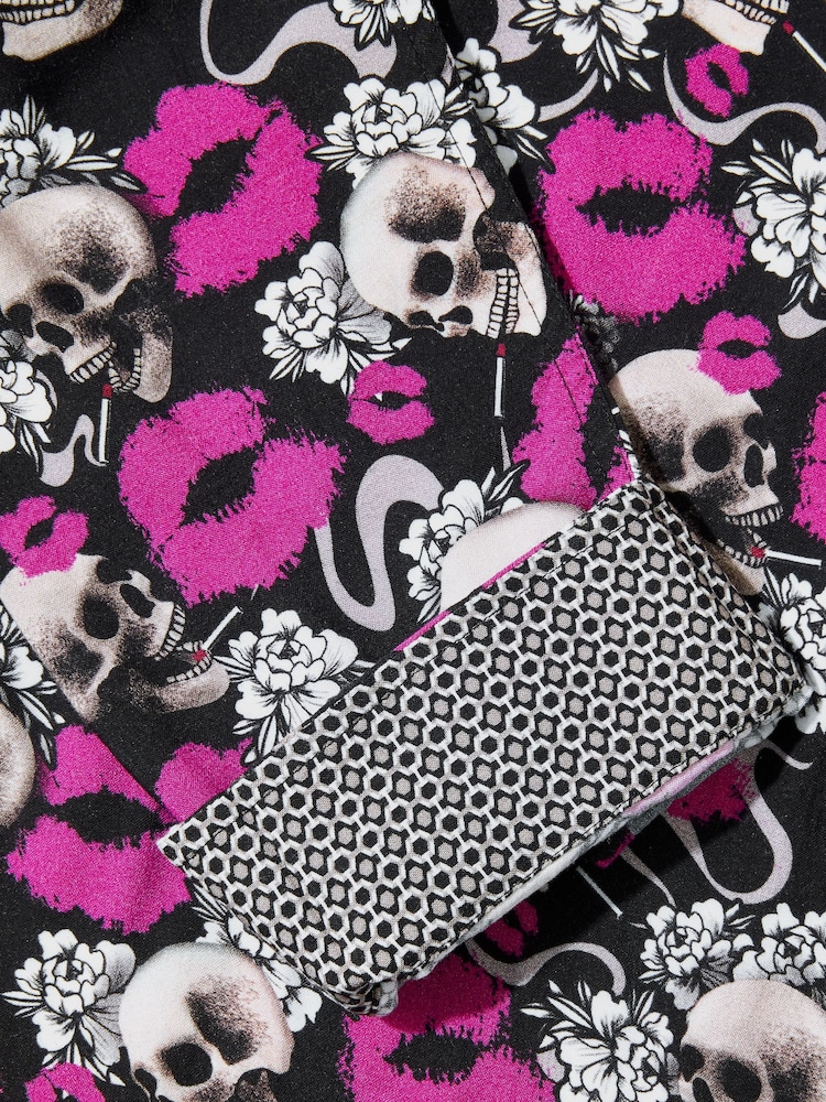 Joe Browns Black Bold Skull and Lip Print Long Sleeve Shirt - Image 8 of 8
