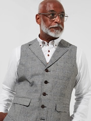 Joe Browns Grey Slim Fit Dogtooth Prince of Wales Check Single Breasted Waistcoat - Image 5 of 10