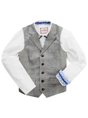 Joe Browns Grey Slim Fit Dogtooth Prince of Wales Check Single Breasted Waistcoat - Image 8 of 10