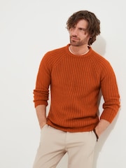 Joe Browns Orange Chunky Knit Crew Neck Fisherman Jumper - Image 2 of 6