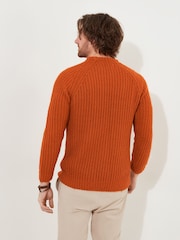 Joe Browns Orange Chunky Knit Crew Neck Fisherman Jumper - Image 4 of 6