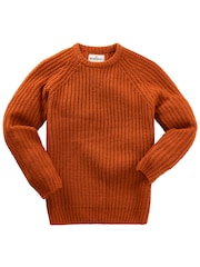 Joe Browns Orange Chunky Knit Crew Neck Fisherman Jumper - Image 5 of 6