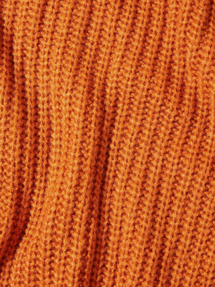 Joe Browns Orange Chunky Knit Crew Neck Fisherman Jumper - Image 6 of 6