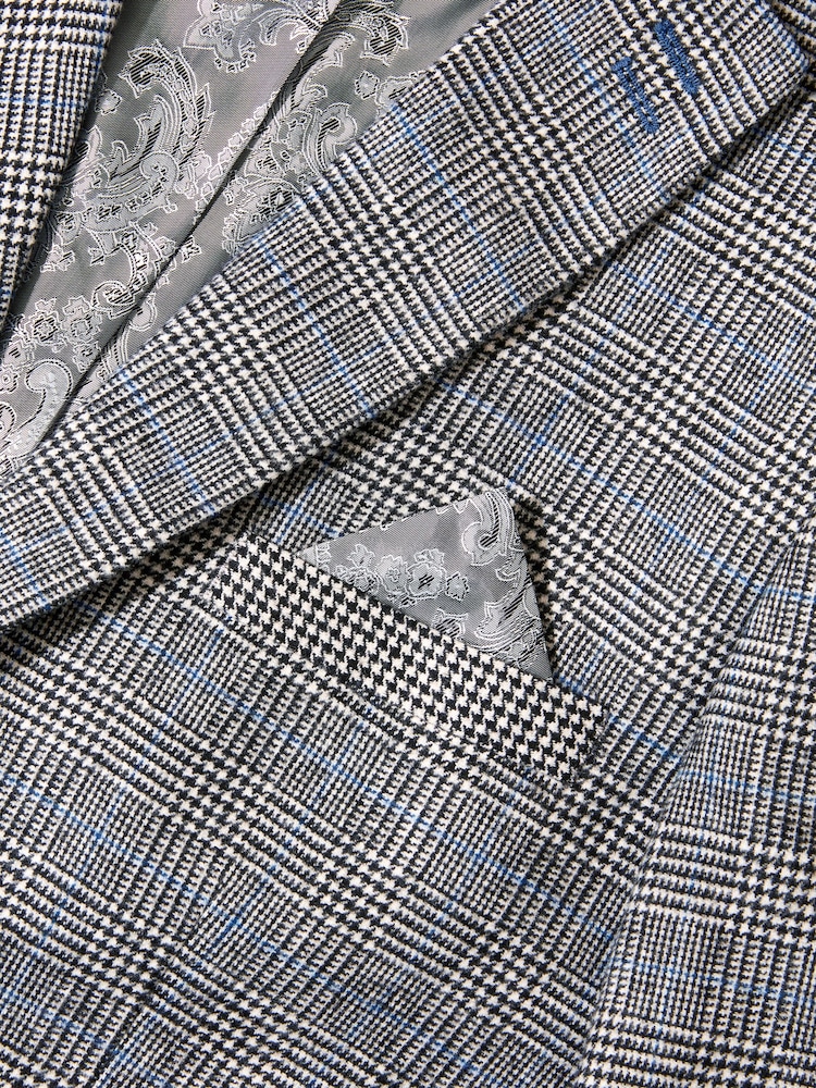 Joe Browns Grey Slim Fit Dogtooth Prince of Wales Check Single Breasted Blazer - Image 10 of 10
