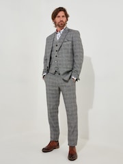 Joe Browns Grey Slim Fit Dogtooth Prince of Wales Check Single Breasted Blazer - Image 5 of 10